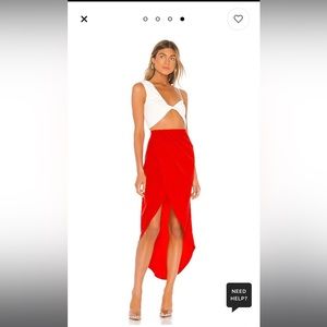 Valentines Day, Supersown Arielle Slit Maxi Skirt in Red Small